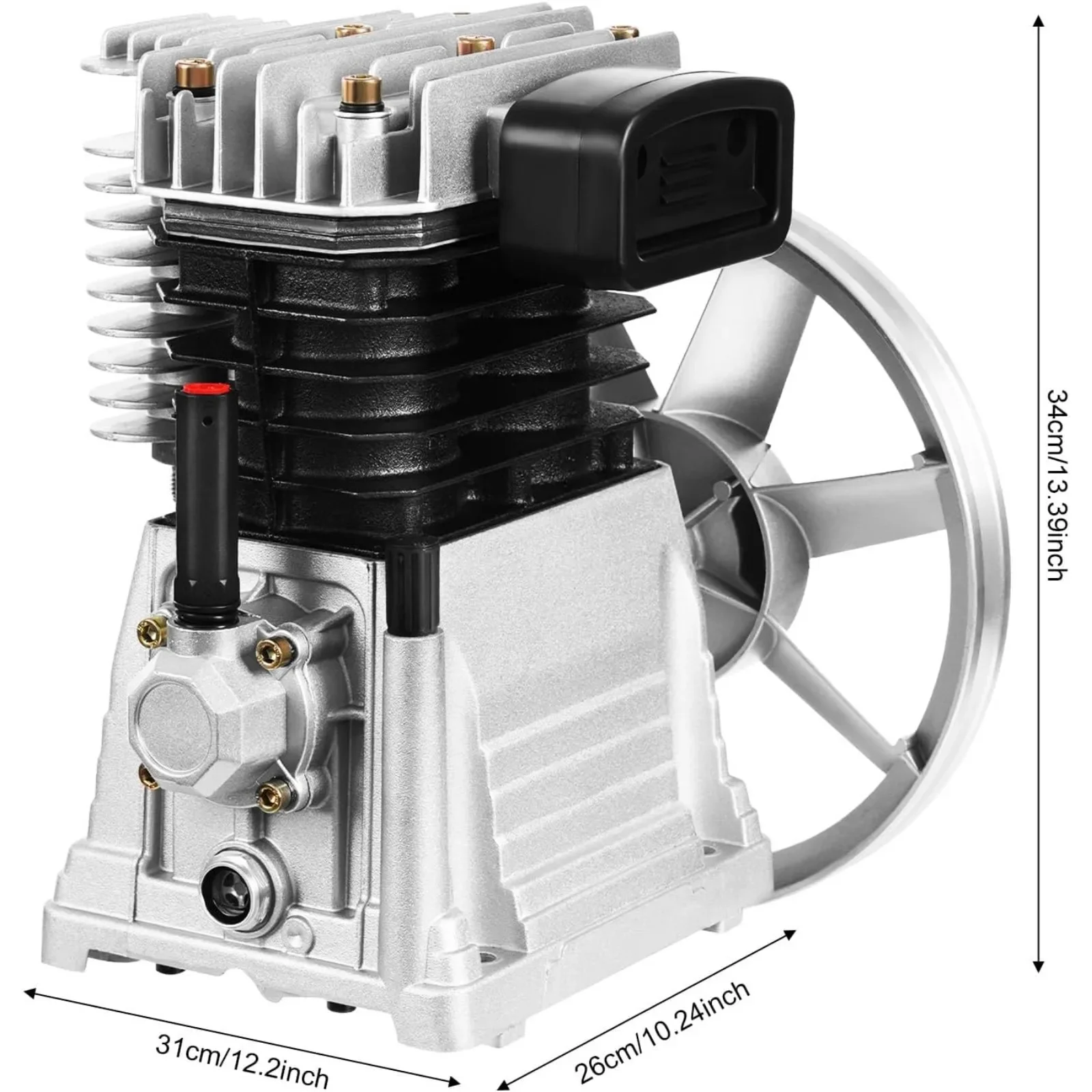 رأس مضخة ضاغط الهواء، محرك مضخة الضاغط الصناعي 3HP 2.2KW، رأس مضخات تزييت الرذاذ ذات الأسطوانة المزدوجة لمرحلة واحدة