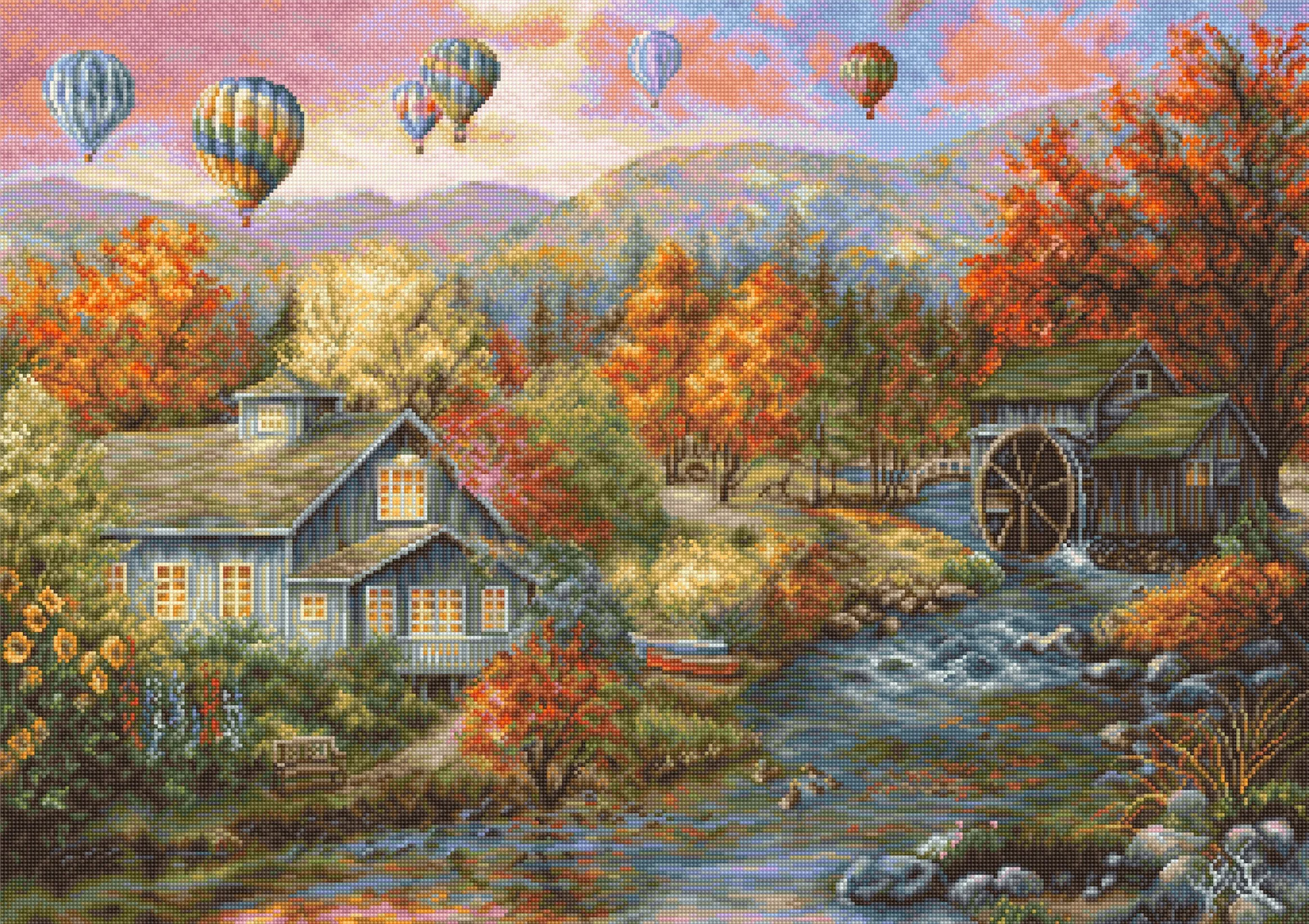 Cross Stitch Kit 50-Luca-s B616 Autumn Cottage and Mill 72-54 28ct 32ct 14ct Metallic fabric  Cloth hand Embroidery Material Kit