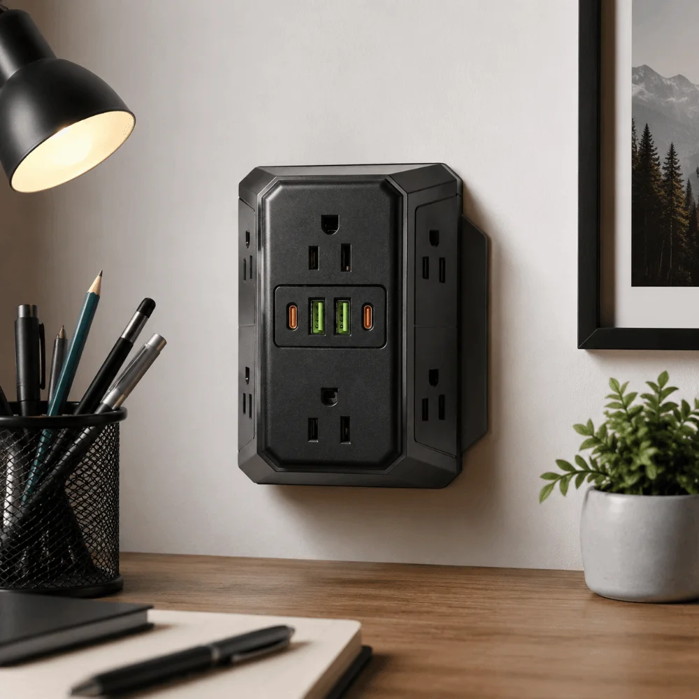 US Plug Multi Port Expander Multiple USB Ports High-Quality Internal Parts Six Outlet Power Splitter Compact Design for US