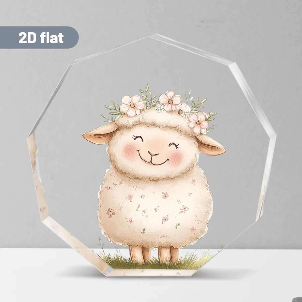 2D， Acrylic desktop decoration - cute white lamb, no need for electricity, suitable for indoor/outdoor decoration, gift