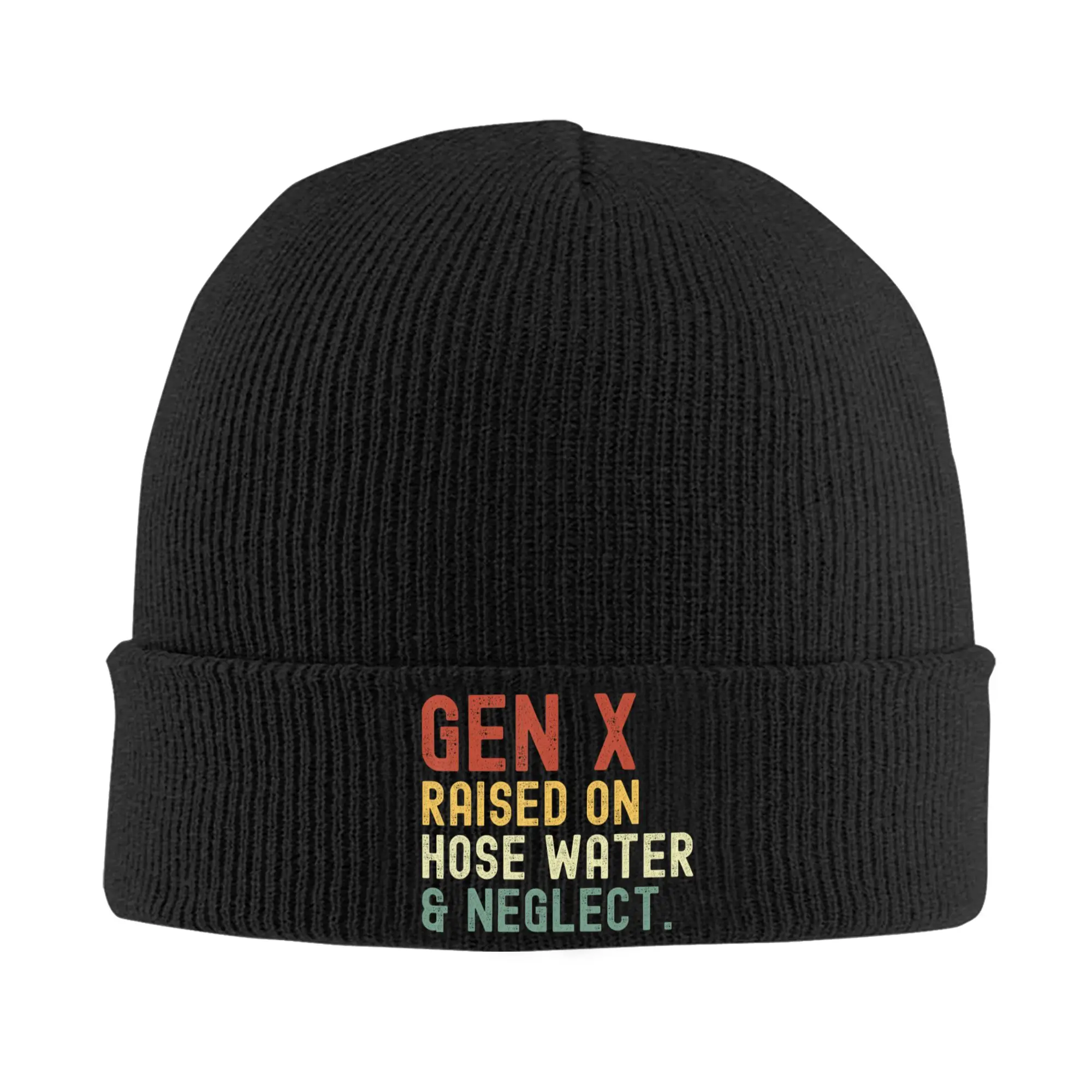 GEN X Raised On Hose Water And Neglect - Funny Generation X  Knitted Hat for Women Men Beanie Hat Acrylic  Casual Melon Cap