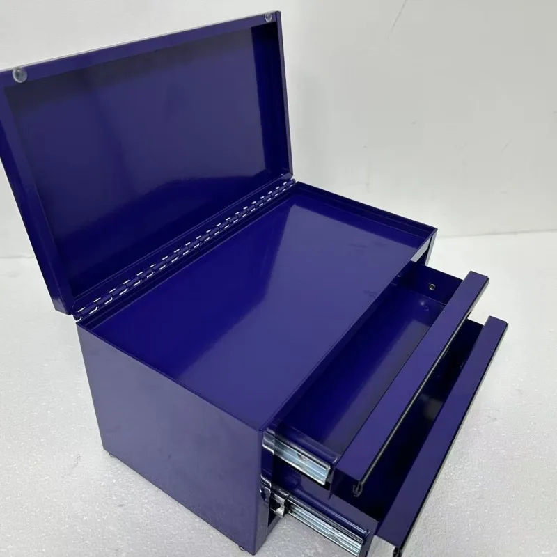 

Multi-Compartment Metal Tool Box Flip-Top Lid Drawers Desktop Storage Case Convenient Nails Screws Wrenches Organizer Tools