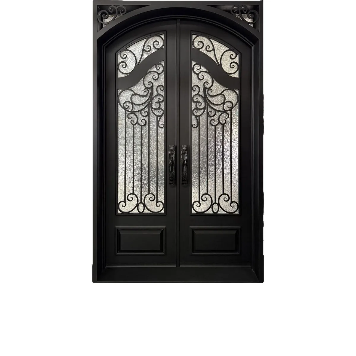 Customized French retro style villa door Self-built house Double door Glass arched courtyard door