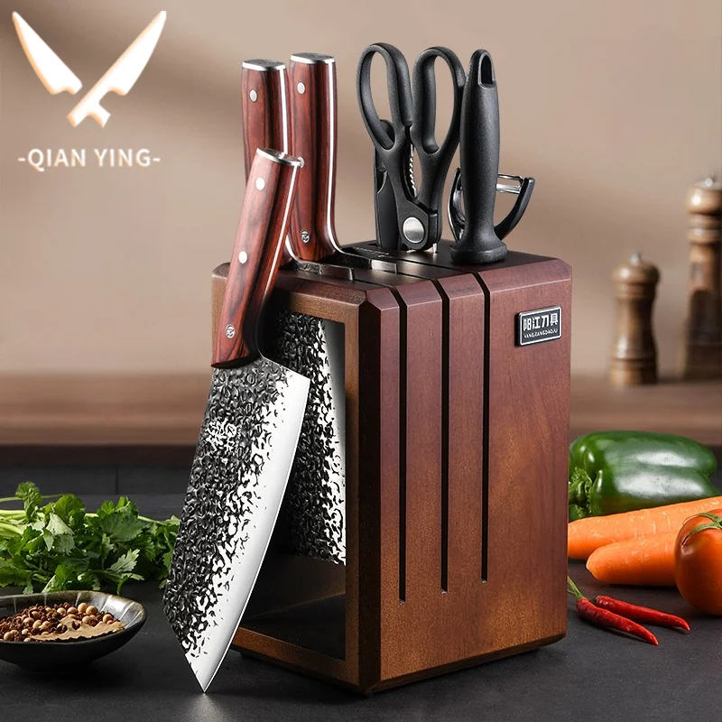 High-end ancient sandalwood precision forging kitchen knife set, professional chef knife  Bone cutting knife kitchen accessories