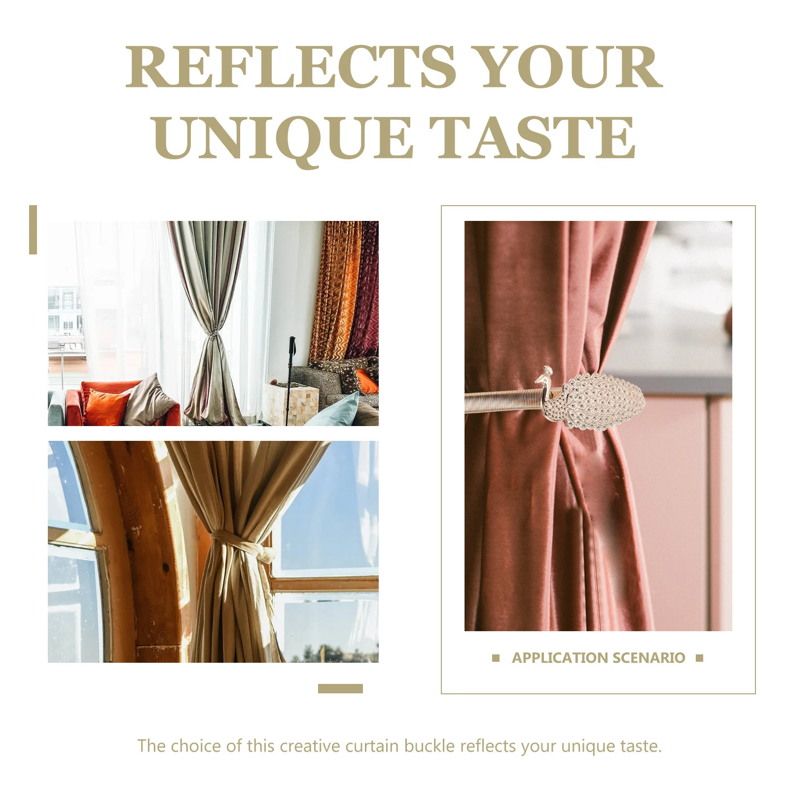 

2Pcs Curtain Tieback Alloy Peacock Design Elegant Window Drapery Buckles Home Living Room Decorative Curtain Strap Fixing