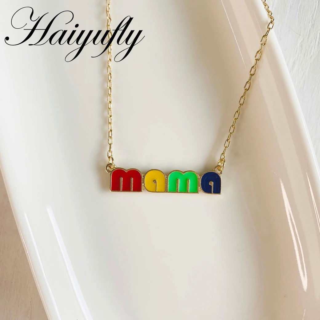 

Haiyufly Custom Color Name Necklace for Women Kids Personalized UV Printing Nameplate Stainless Steel Jewelry Birthday Gift