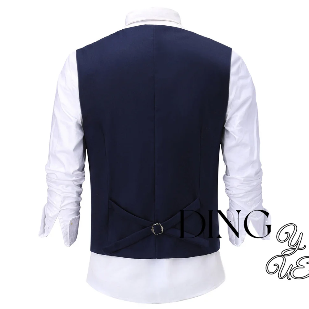 Gilet à double boutonnage décontracté pour hommes, glaçure trempée, coupe régulière, châle, revers, formel, affaires, coupe couvertes pour mariage,