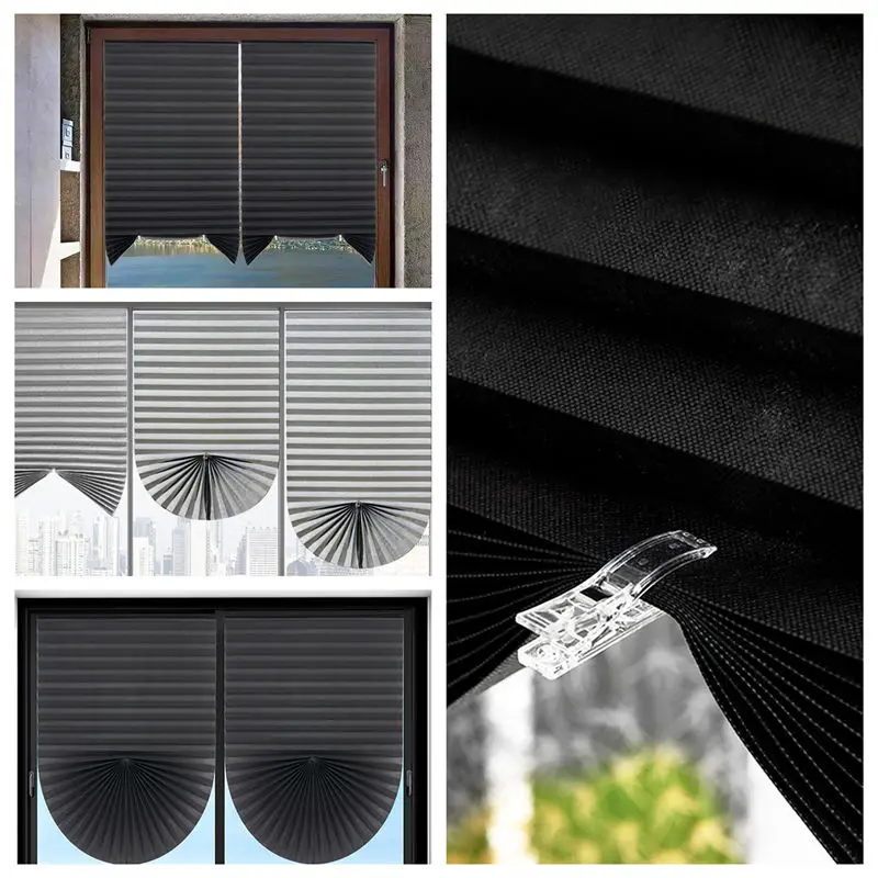 

Self-adhesive Blackout Blind for Window Bedroom Bathroom Shades Half Blackout Window Curtains Pleated Blinds curtains Home Decor