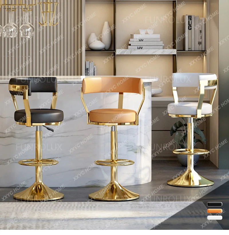 

Light Luxury Bar Stool Kitchen Island Chair Home Bar Chair Lift Modern Simple High Stool Bar Stools