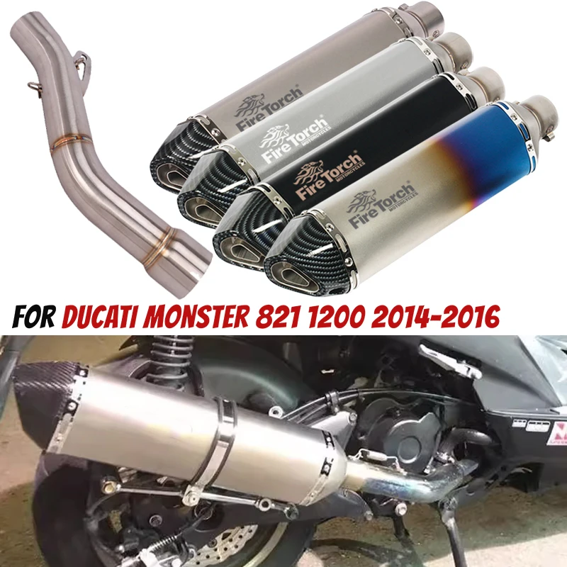 

Выхлопная труба мотоцикла для DUCATI Monster 821 1200 2014 2015 2016, модифицированный полный системный глушитель, передняя средняя труба