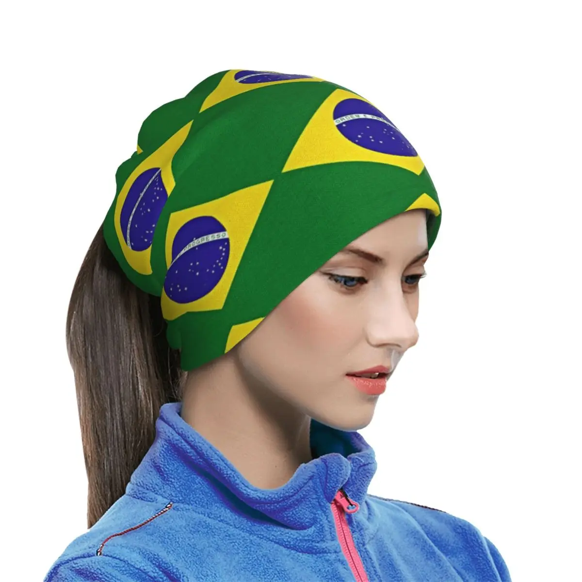 Brazilian Flag Brazil Multifunctional Elastic Neck Gaiter Wind Proof Face Cover Bandana Unisex for Motorcycle Climbing Fishing