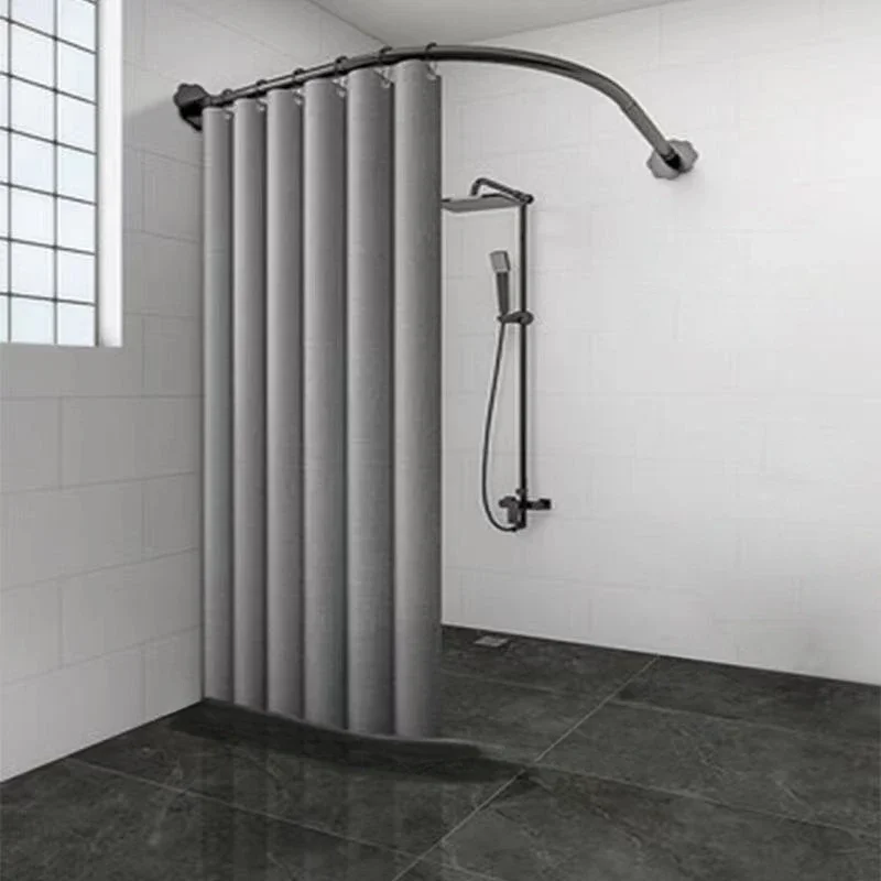 Curved Shower Curtain, L-shaped Telescopic Rod Without Drilling,  Bathroom Partition Curtain，No Water Barrier