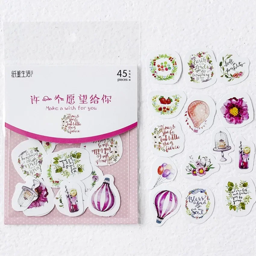 45 teile/paket Kreative Handbuch Dekorative Scrapbooking Aufkleber Blume Katzen Cartoon Tagebuch Aufkleber Beste Geschenk für Kinder 12 ausgewählt