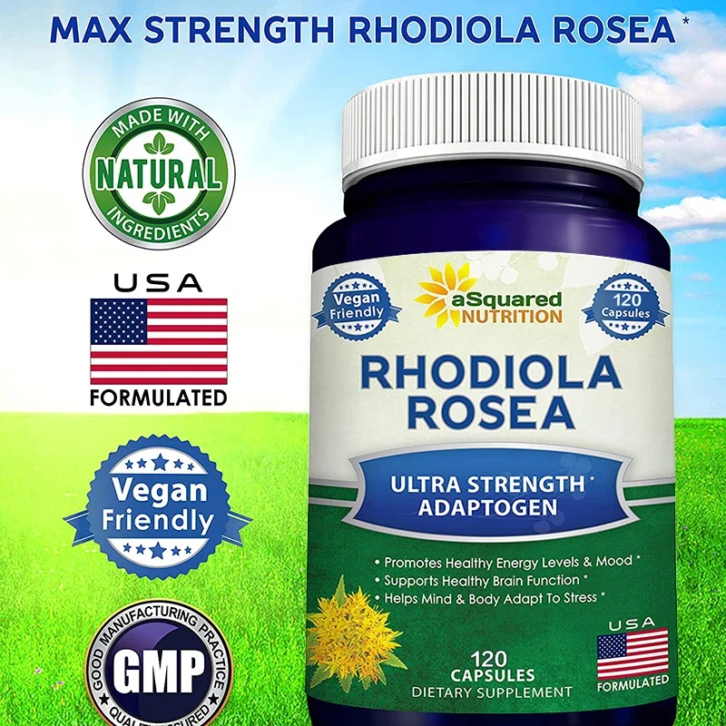 Rhodiola Rosea and Black Pepper Supplement - Helps relieve stress, enhance mood, focus and energy