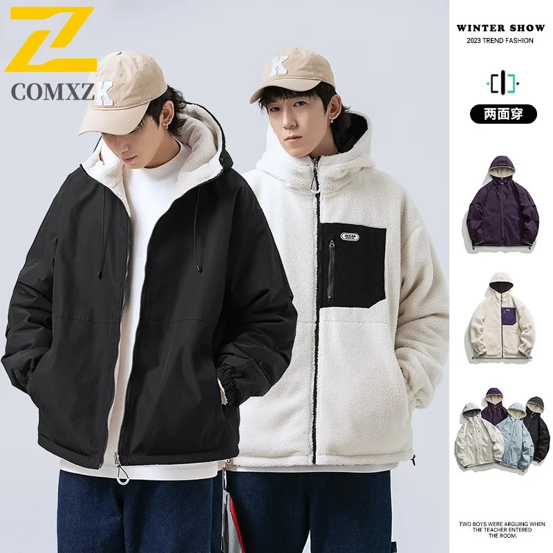 سترة رجالية مملوءة بقلنسوة مميزة من COMXZ 2025 سترة سميكة ودافئة للتسلق في الهواء الطلق سترة واقية جديدة للشتاء #2