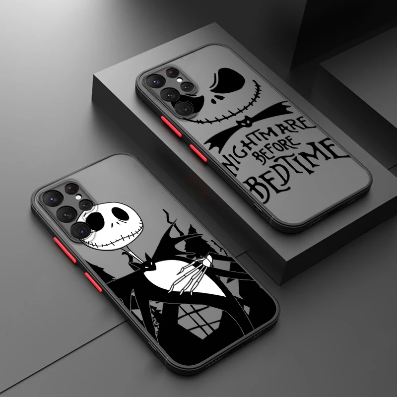 Christmas Jack Skeleton Disney Samsung A72 A54 A53 A52S A34 A32 A33 A24 A23 A22S A02 Lite Frosted Translucent Phone Case