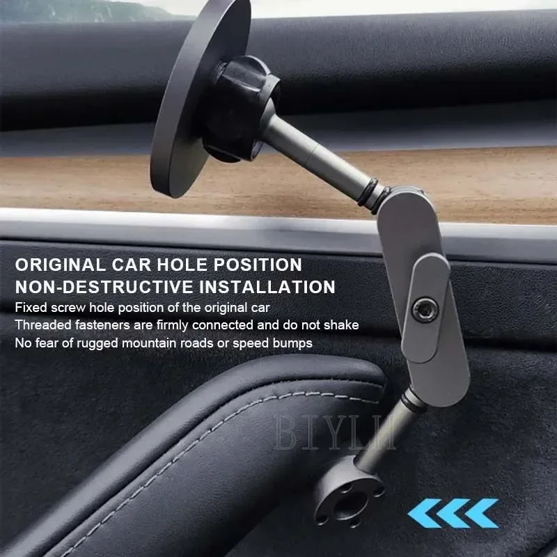 Metal Car Mobile Phone Holder For Tesla MODEL 3/Y NEW 3 Strong Magnetic Anti-shake Customized Side Door Bracket Car Accessories