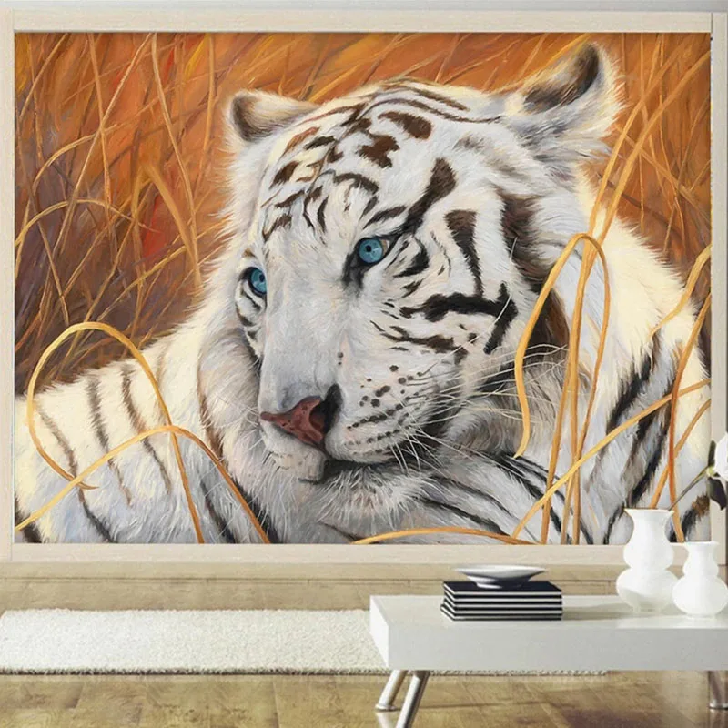 خلفية مخصصة HD 5D الاستبداد الأسد الحيوان التصوير التلفزيون خلفية جدار جدارية كبيرة غرفة المعيشة خلفية ورق حائط الحيوان #4