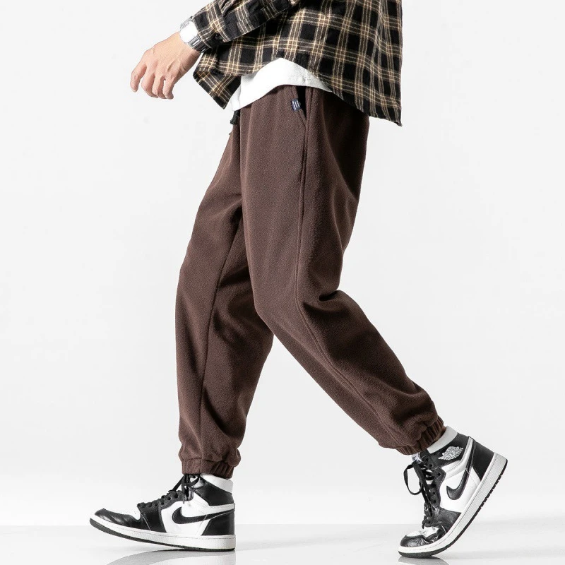 

Men Sweatpants Polar Fleece Sport Pants High Street Harem Pants Loose Elastic Waist Pants Pantalon Hommes 2023