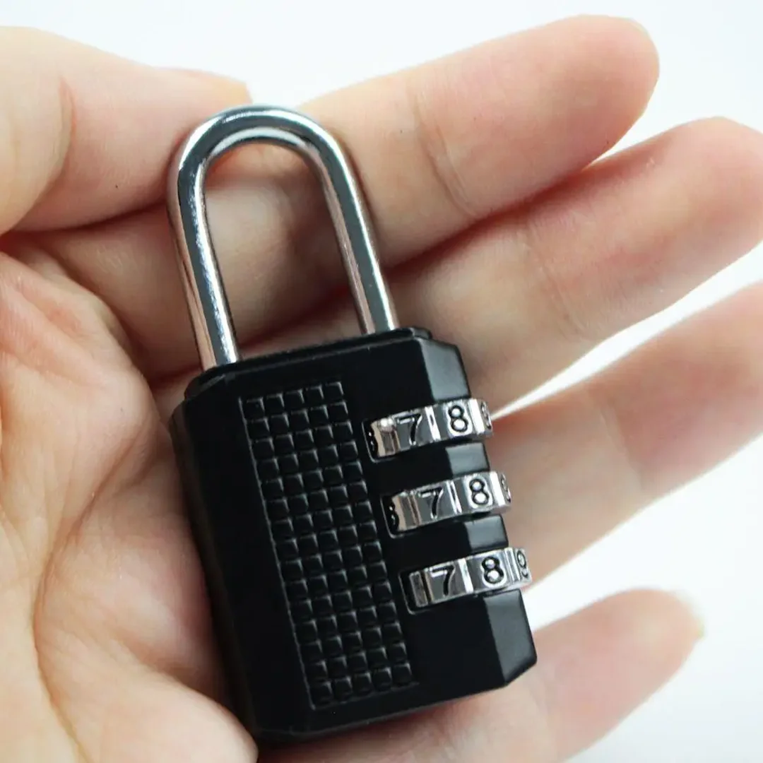 3 Digit Resettable Combination Padlock Luggage Case Padlock Box Black Lock Coded Lock School Gym Locker Sheds 2022