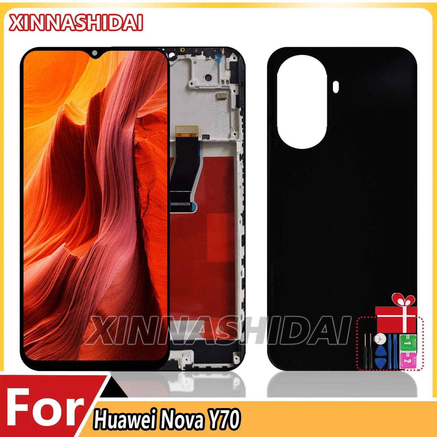 GETESTET 6,75'' Für HUAWEI Nova Y70 MGA-LX9 LCD Display Touch Screen Rahmen Batterie Abdeckung Gehäuse Digitizer Montage