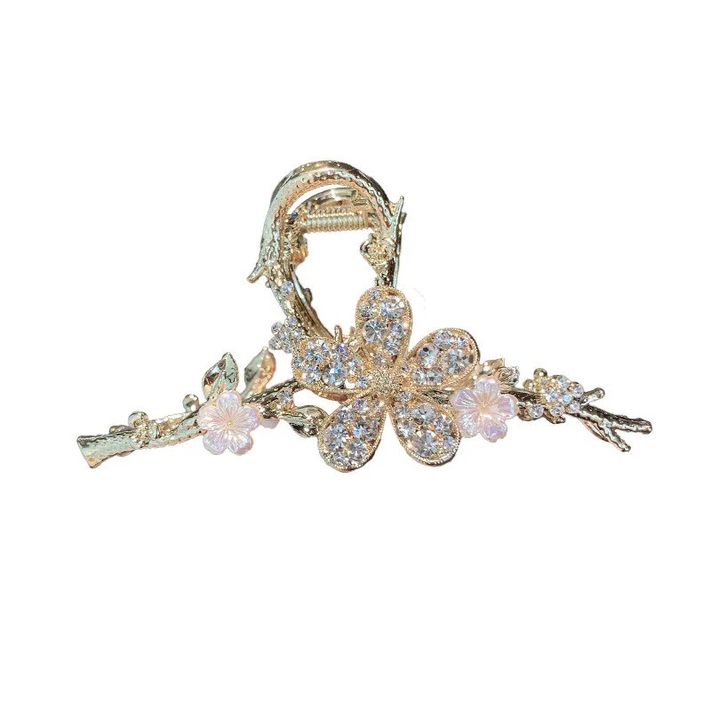 1pc Zink legierung Strass Zweig Blume Grab Clip, High-End und vielseitige Kopf bedeckung, elegante leichte Luxus Haarschmuck, suita – Detail 6