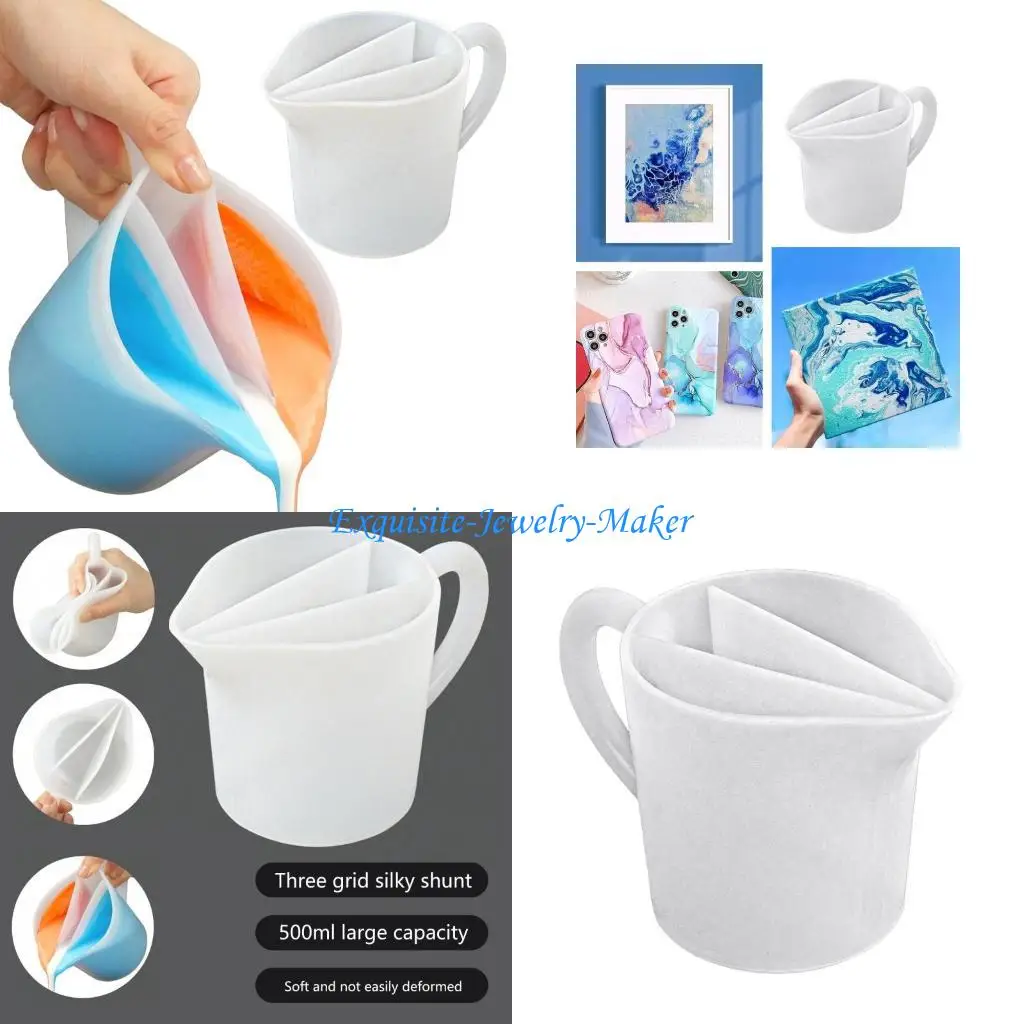 

24TF Reusable Silicone Craft Cup 500ML with for Paint Mixing