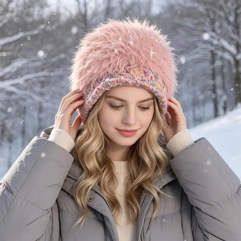 A52E Pull-on Winter Hat Bonnet Cap with Wide Band Coverage for Daily Outdoor Wear