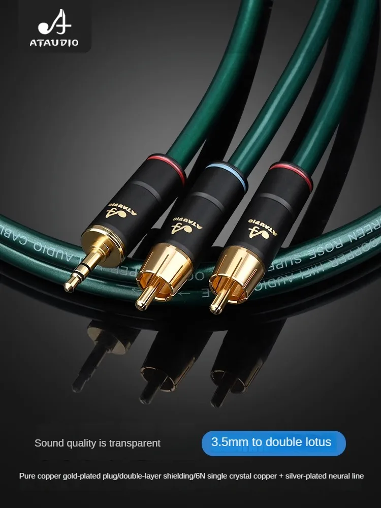 

HIFI OCC 3.5mm Jack to 2RCA Male Splitter Aux cable HiFi Mobile Phone to Power Amplifier Audio Cable 3.5mm to 2RCA cable