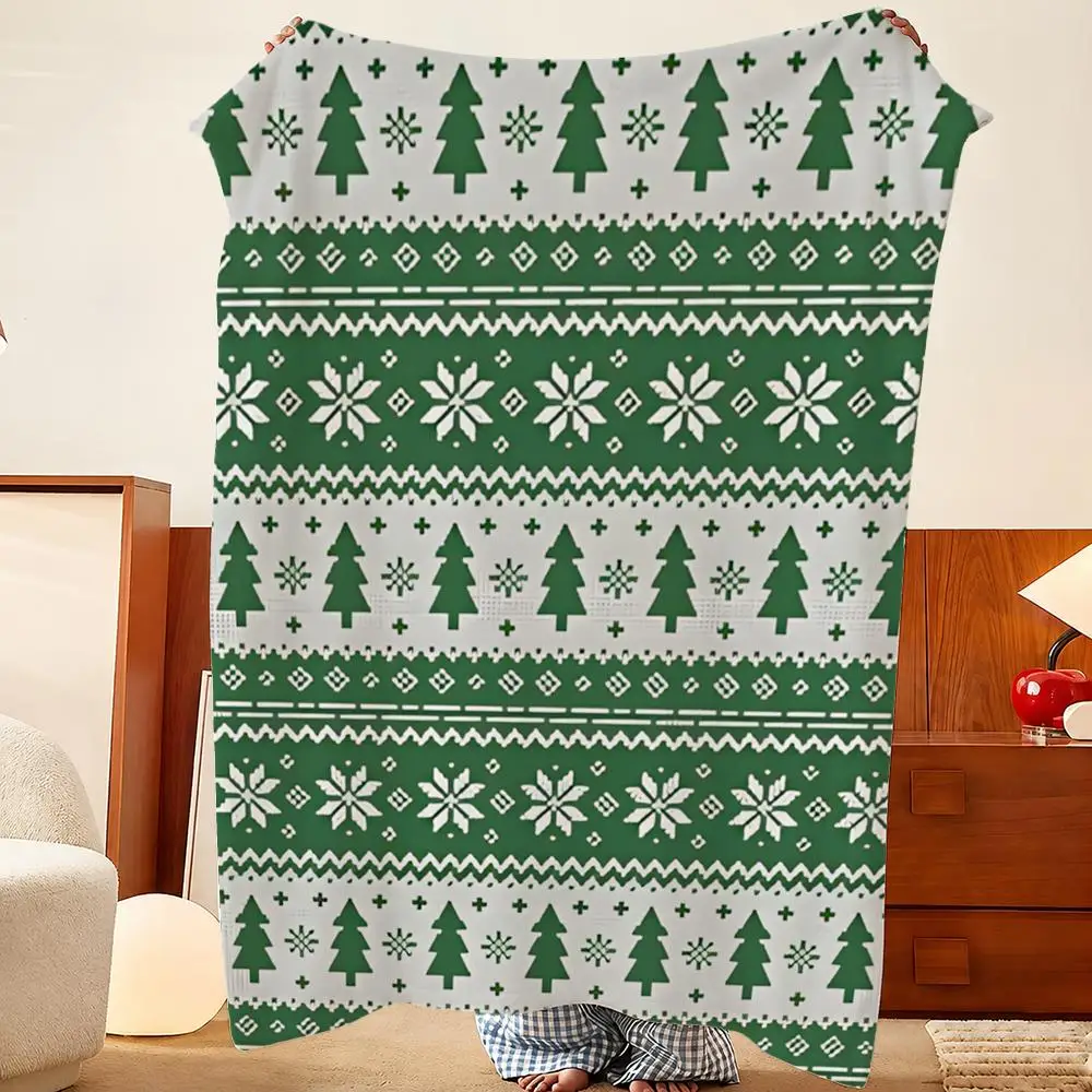 Christmas Christmas Tree Throw Plush Flannel Throw Blanket, Sofa Bed Travel Picnic Home Textile Decor