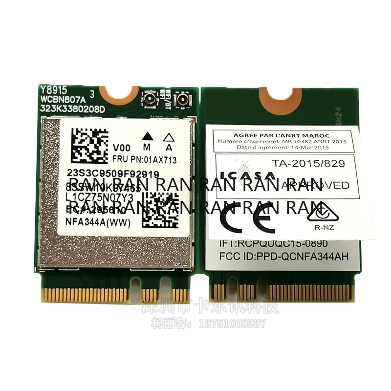 

For Atheros QCNFA344A Dual Band Bluetooth 4.1 NGFF WiFi Wireless Card 01AX713 For Lenovo 710S E470 E475 E570 E575 YOGA- 720 910