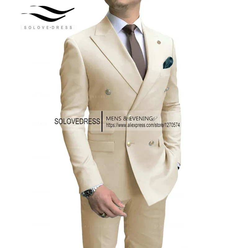 

2 Piece Mlticolor Men's Business Suit Double Breasted Peak Lapel Multi Pocket Formal Suit For Wedding Grossman (Blazer+Pants)
