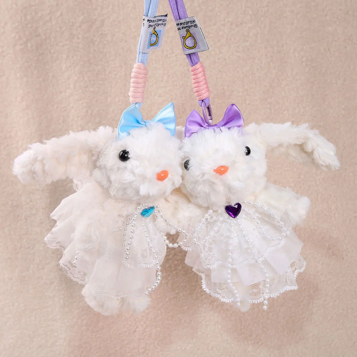 Cute Sweet Drop Ear Rabbit Plush Doll Pendant Keychain Creative Birthday Gift Simulation Pet Rabbit Plush Doll Backpack Decor