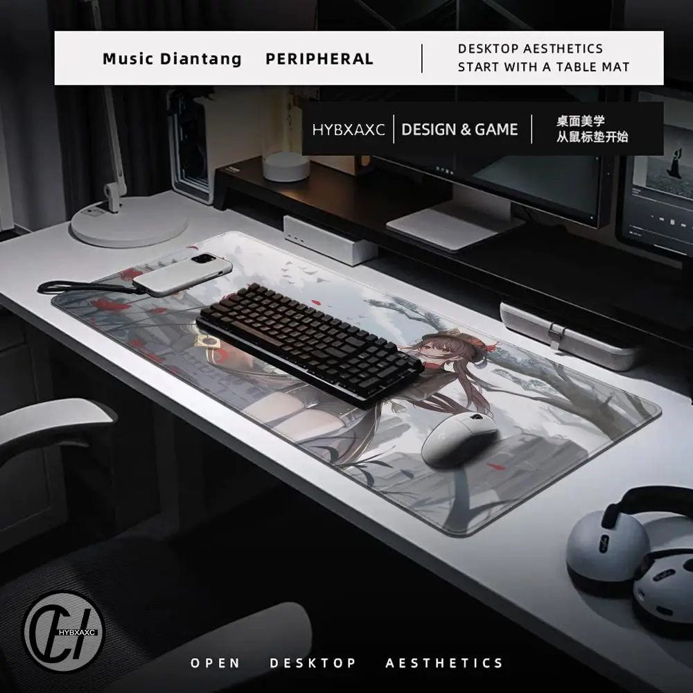 Anime Cute Hu Tao Mousepad Non-slip Rubber Gaming Genshin Impact Mouse Pad Keyboard Mat Computer PC Laptop Pad Game XXL Desk Mat