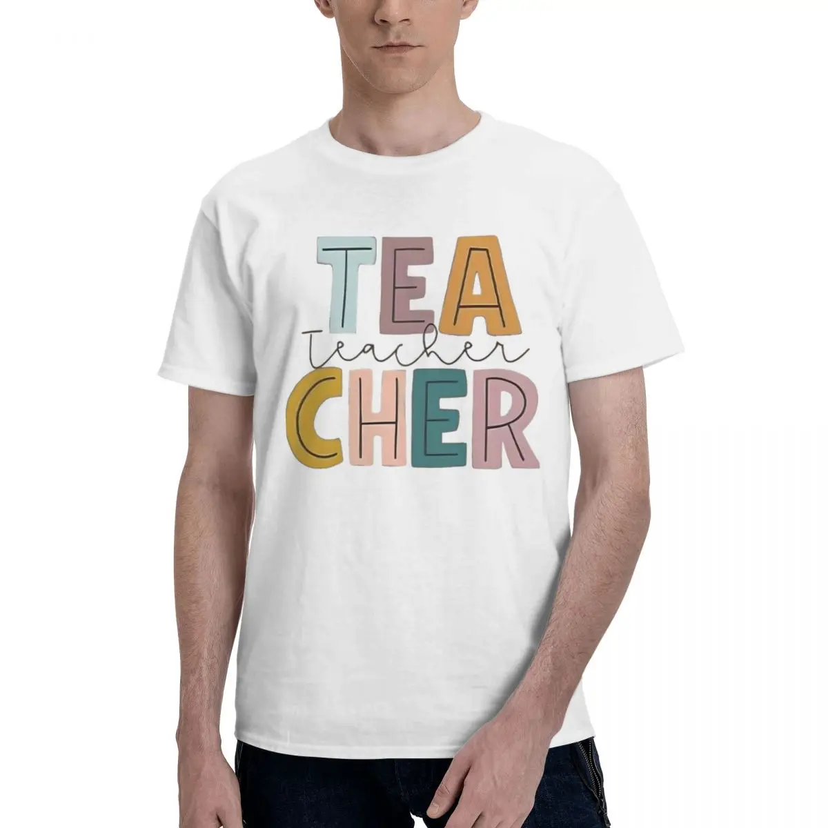 Colorful Teacher Letters Art Movement T-shirts Top quality Travel Championship Top Quality Eur Size