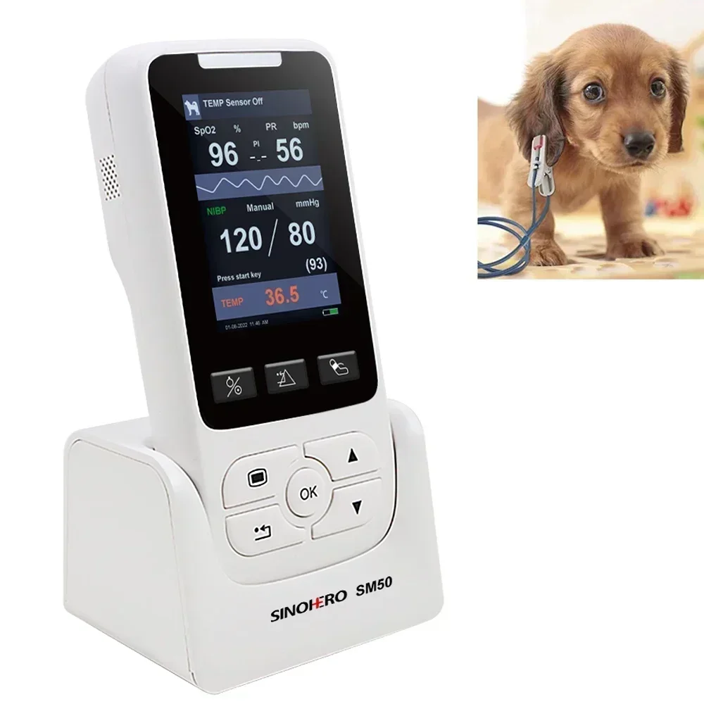 Veterinary Portable vital sign monito Pulse Oximeter SPO2 Saturation NIBP TEMP Handheld VET monito for Cats Dogs Horse Pets