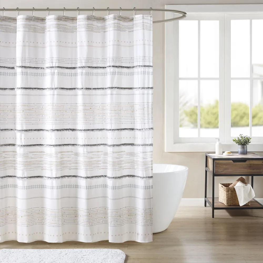 

Cotton Printed Shower Curtain with Trims