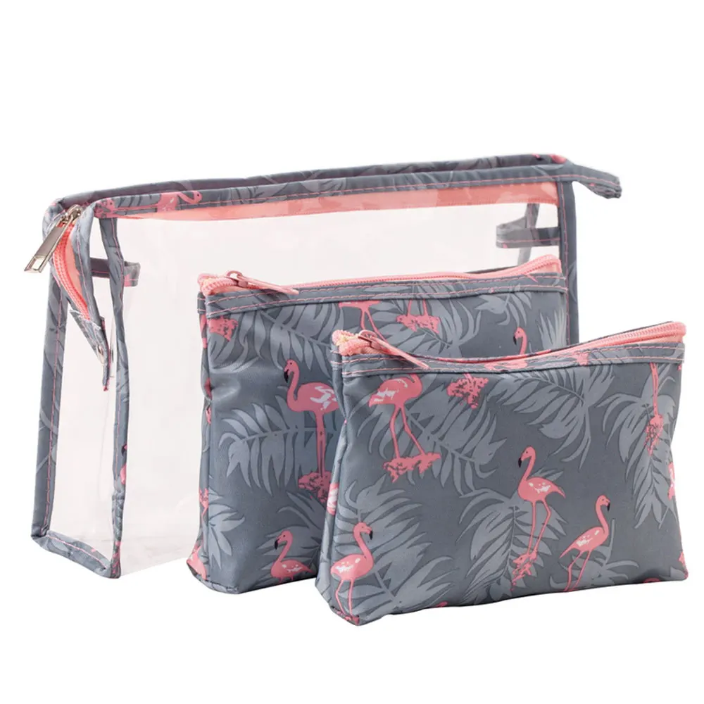 

New Portable 3-Piece Set Of Flamingo Cat Women Cosmetic Bag Waterproof Cosmetic Bag Travel Storage Bag Wash Kit Cosmetic Bag