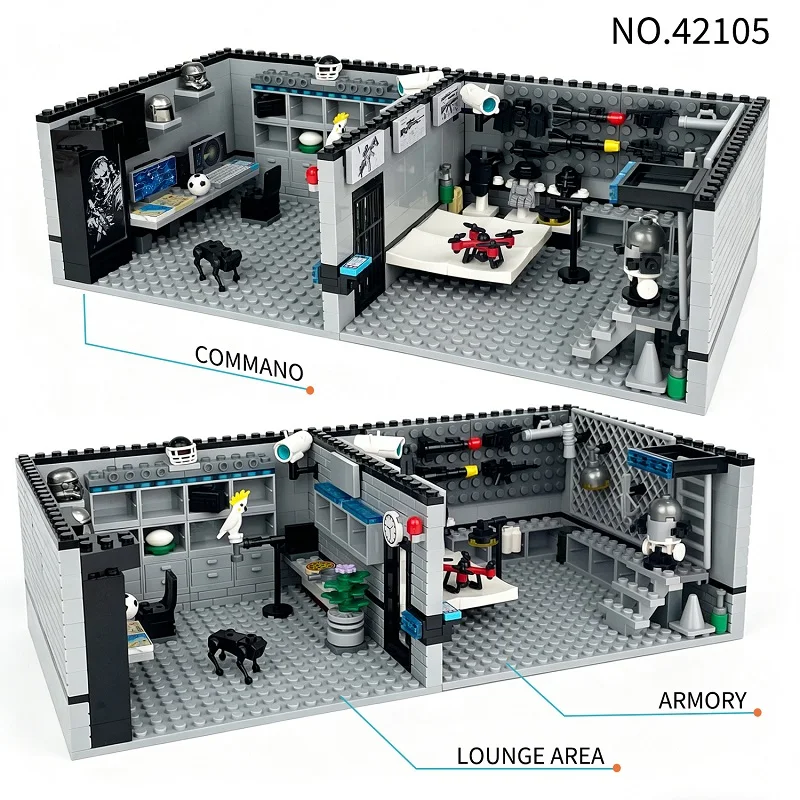 Military Post-Apocalyptic Mini Action Figures Accessories Bunker Building Blocks Doomsday Survival Base Construction Toy for Boy view 3