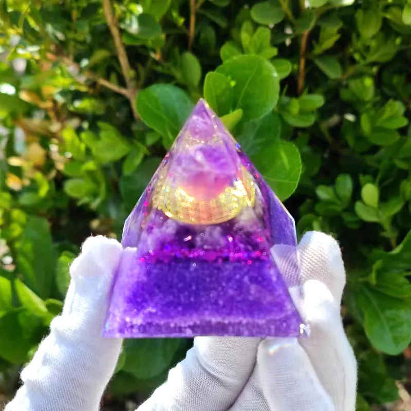 Ball Pyramid Crystal Gravel Epoxy Resin Home Desktop Handmade Ornament Auspicious Feng Shui