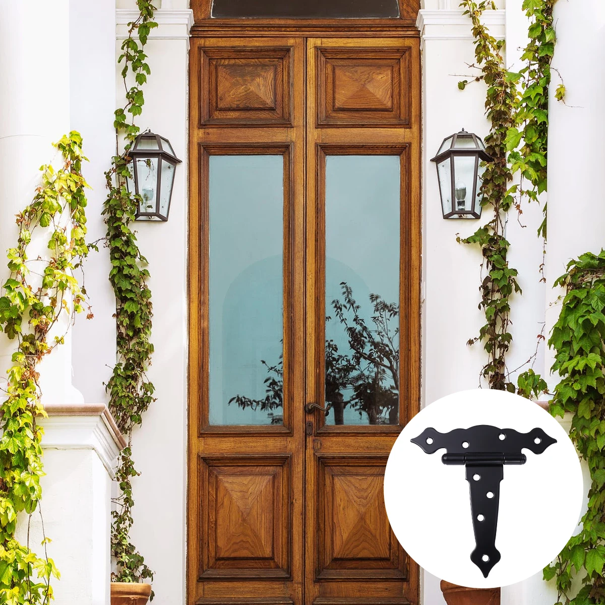 

3Pcs Black Paint Door Hinges for Gate Wooden Fences Iron Fixing Bracket T Strap Decorative Oxidation Resistant Flexible Silent