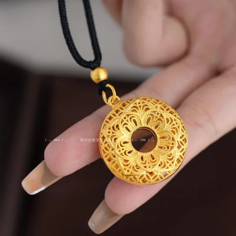 9999 real gold 24K yellow gold Filament Pendant 24k gold jewelry gold necklace for women