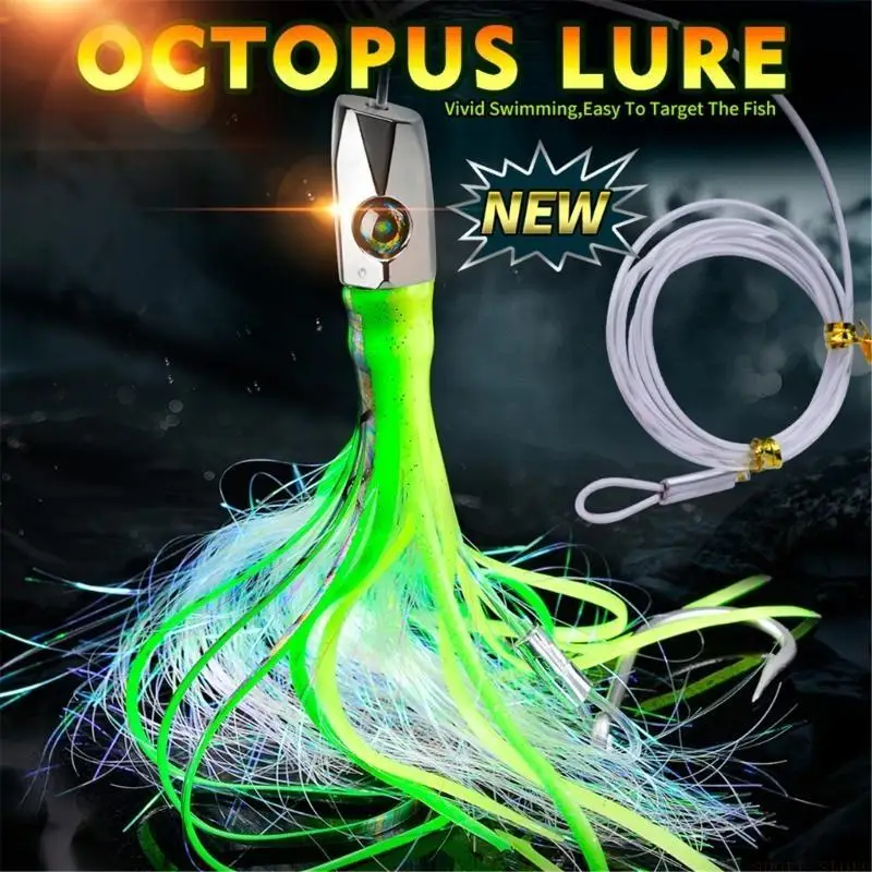

31BE Seawater Fishing Lures Metal Head Octopuses Squid Skirt Baits Fishing Accessory