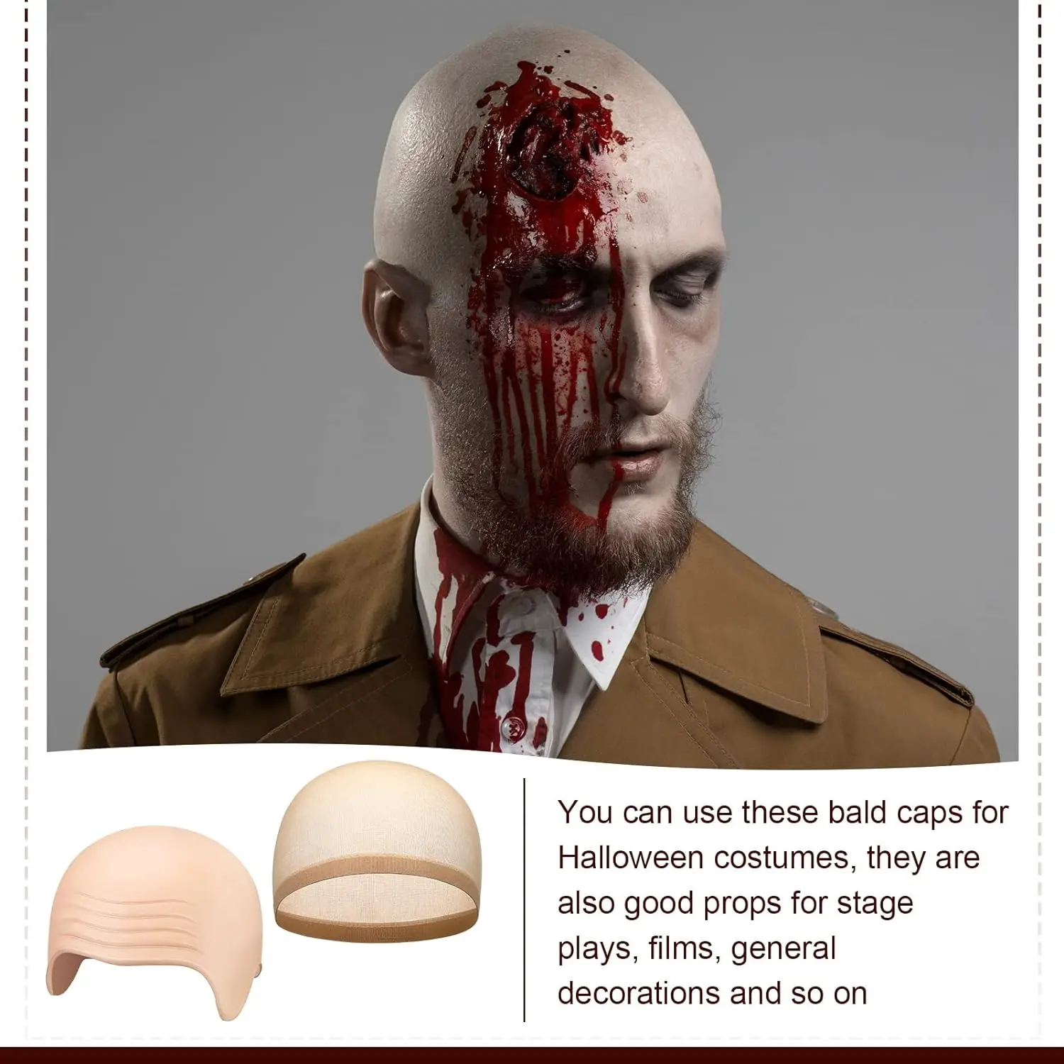 Halloween chauve casquette maquillage Latex tête chauve perruque casquettes chauve chapeau Cosplay maquillage Costume accessoires pour adultes femmes