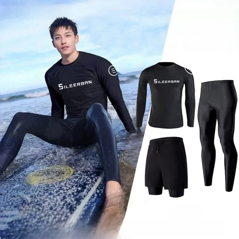 

Men's Large Size Dive Suit Qui Dry Swimming Costume Surf Suit Slimming Hot Spring Two-Piece Swimming Costume Set