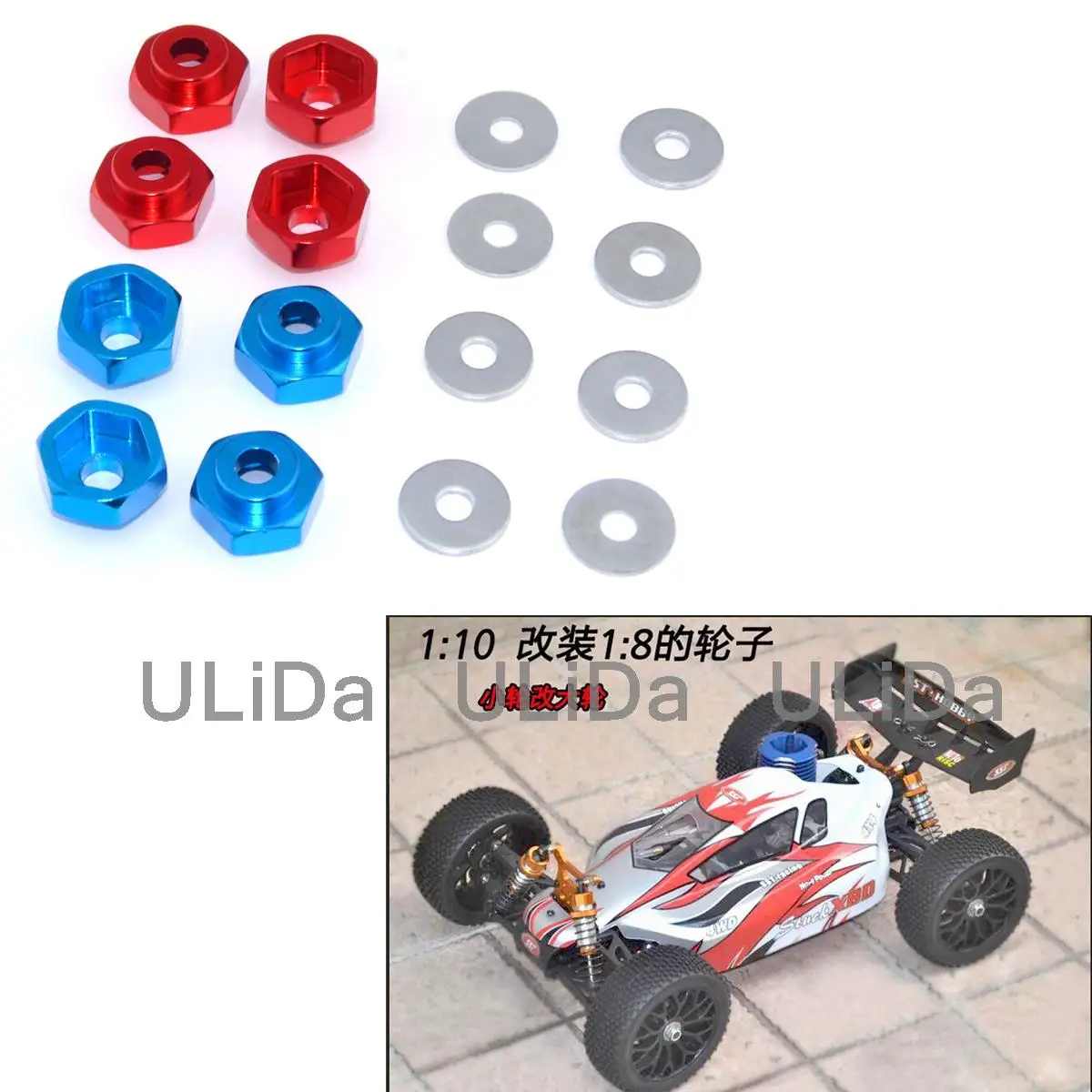 12mm Turn 17mm Aluminum Wheel Hex Adapter Drive Hub Mount For 1/10 RC Car Monster Truck Buggy Hop-Up Upgrade Parts
