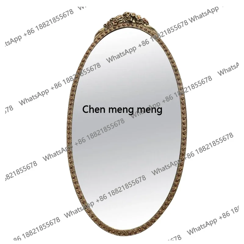 Retro European wall mounted oval makeup mirror home bedroom photo studio powder room wall mirror