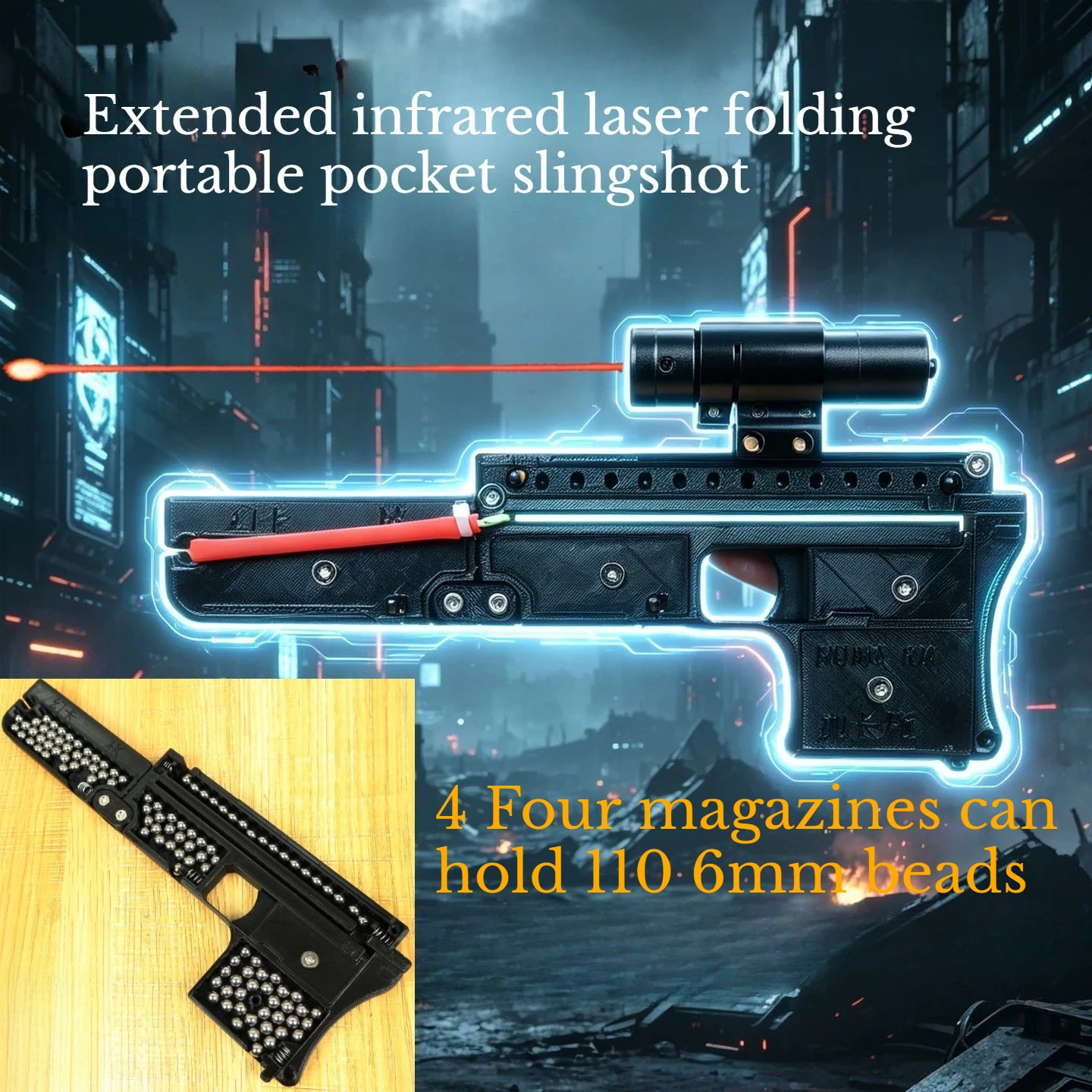 Large Capacity Magazine, Extended Infrared Laser Folding Portable Pocket, Outdoor Competitive Hunting EDC Tool