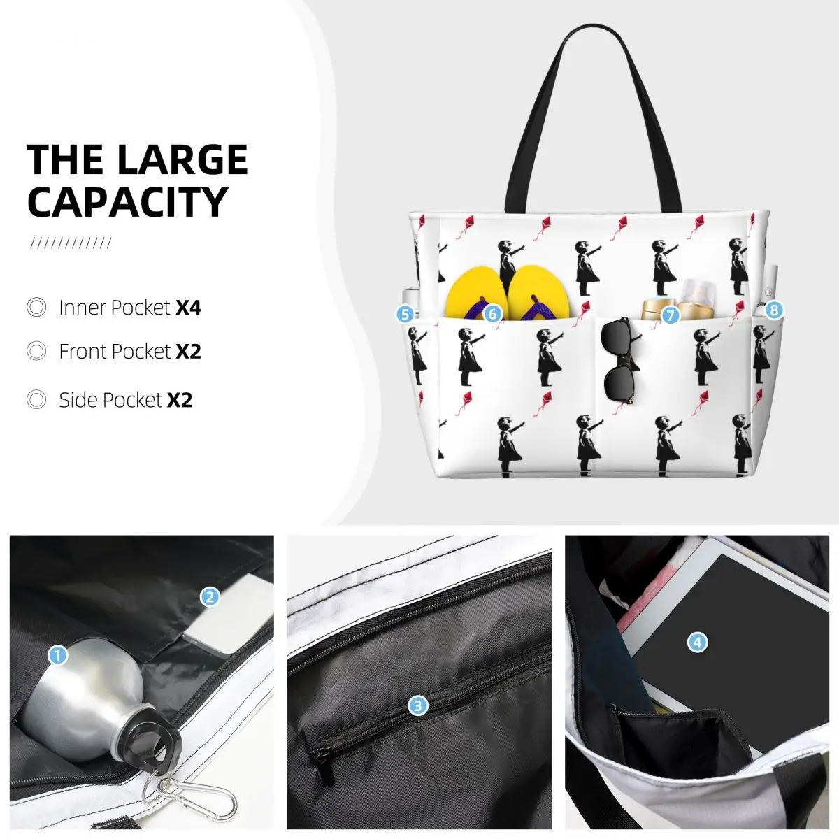 Ethereum X Banksy Balloon Girl Beach Tote Bag deporte gimnasio Yoga Duffle bolso grande mujer bolsa de viaje bolsa de Fitness