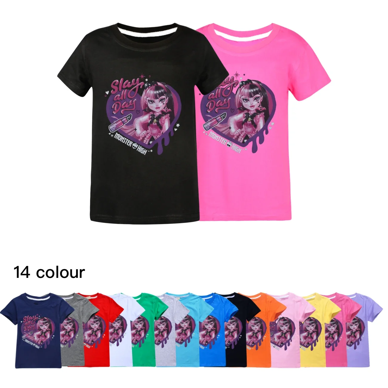 

2-16Y Summer Fashion Monster High T Shirt Kids Costume Short Sleeve Tee Tops Teenagers Boys Cotton T-shirt Baby Girls Pullover